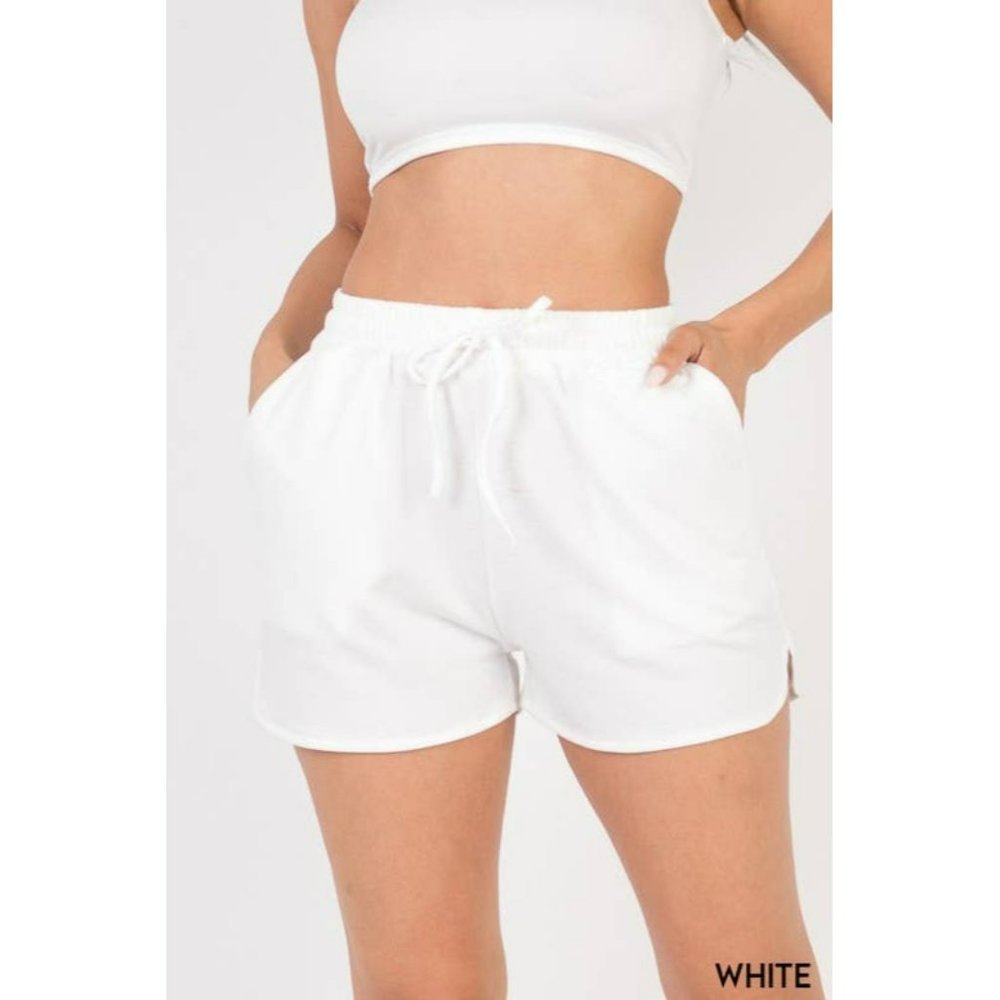 French Terry Active Shorts, white